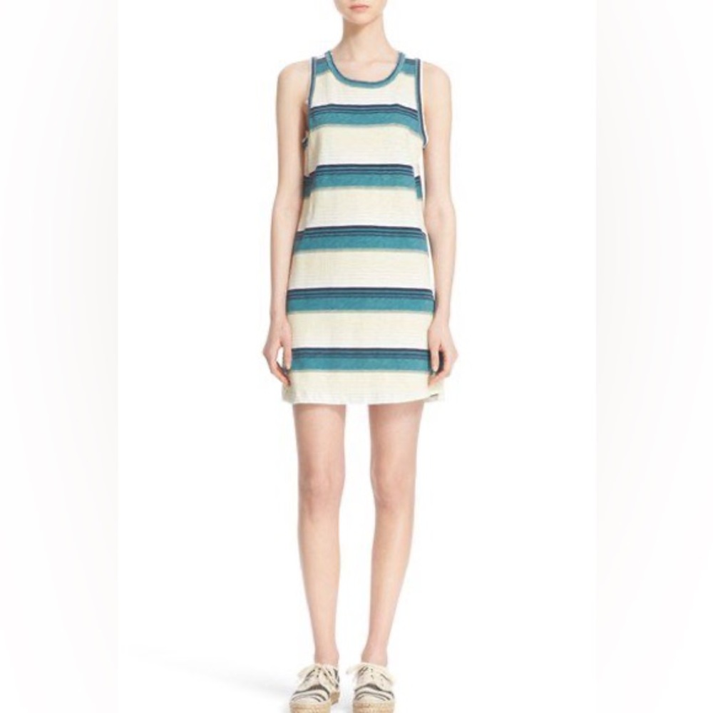 Current/Elliott | Striped Distressed Tank Dress Ocean Surfer Mini